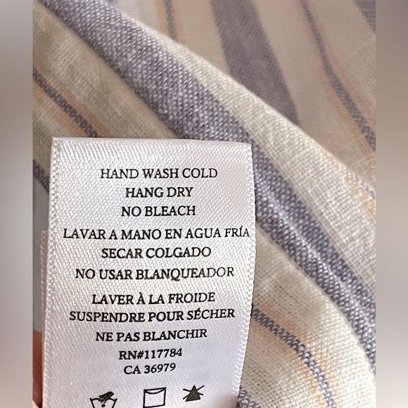 RAILS Linen Blend Charli Shirt Bacara Stripe Button Front Sz:XS - Picture 7 of 14